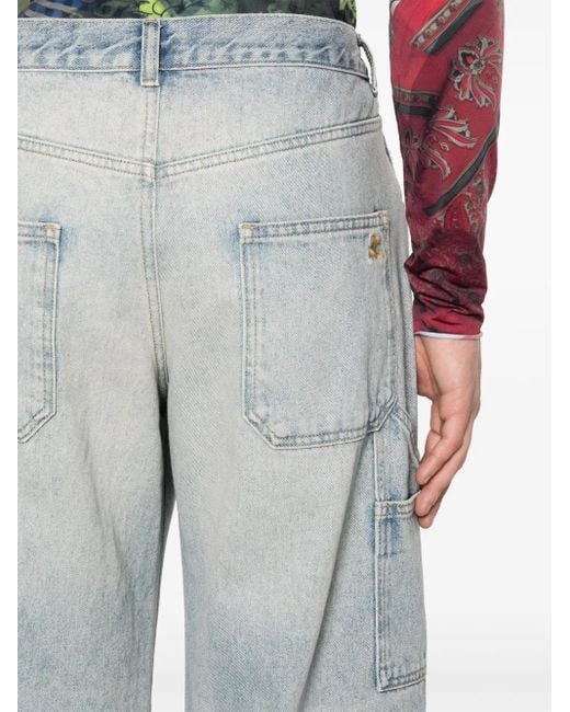Courreges Blue Mid-Rise Straight-Leg Jeans for men