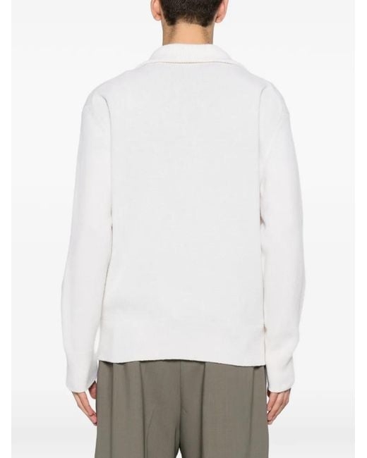 Eleventy White Zip Wool Sweater for men