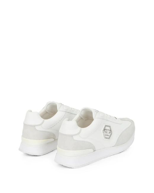 Philipp Plein White Runner Hexagon Patch Sneakers