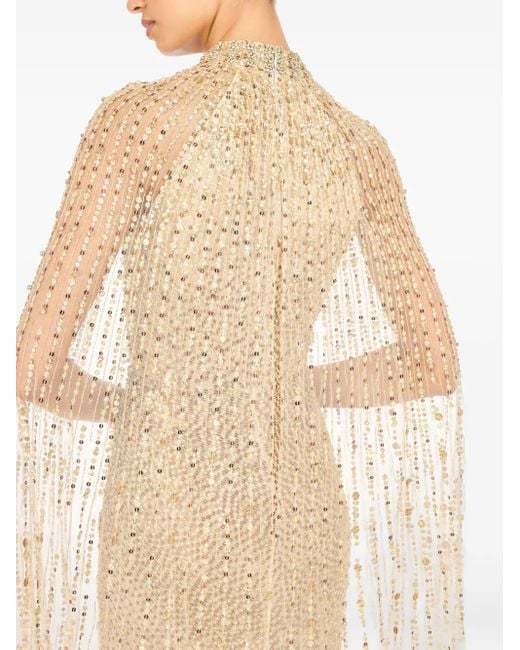 Jenny Packham Natural Sequin-Embellished Maxi Dress