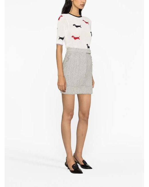 Thom Browne Gray Tweed Mini Skirt