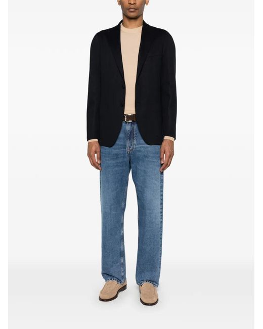 Tagliatore Black Patch-Pocket Blazer for men