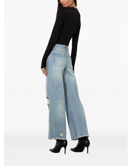 Alice + Olivia Devoe Gerafelde Jeans Met Gerafelde Zoom in het Blue