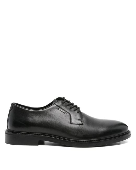 Gant Black Lace-Up Leather Derby Shoes for men