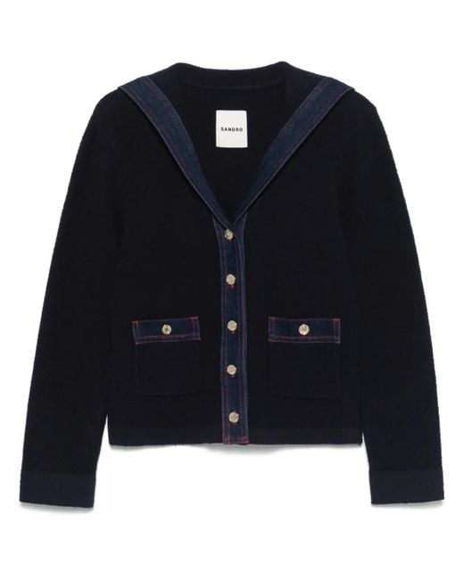 Sandro セーラーカラー カーディガン Blue