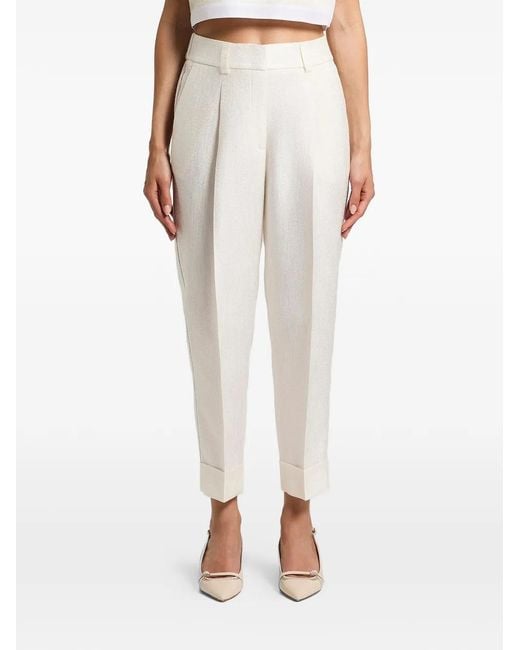Peserico White Pantalon À Ourlet Retroussé