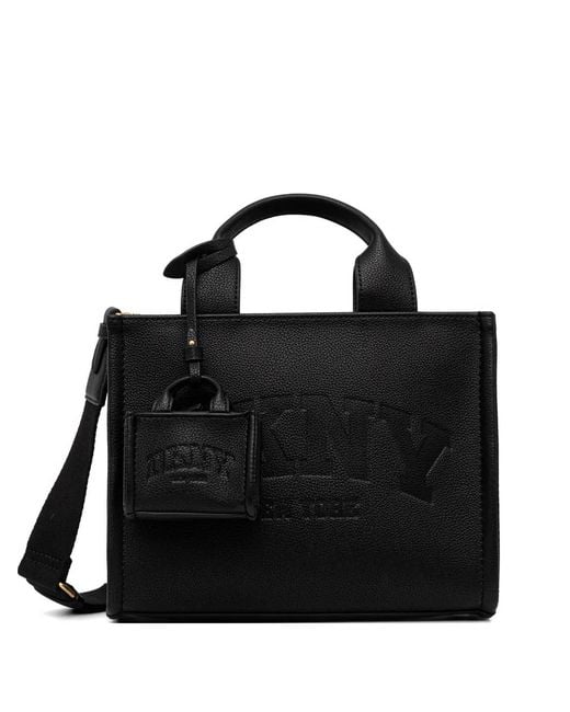 DKNY Black Grained Logo-Embossed Tote Bag