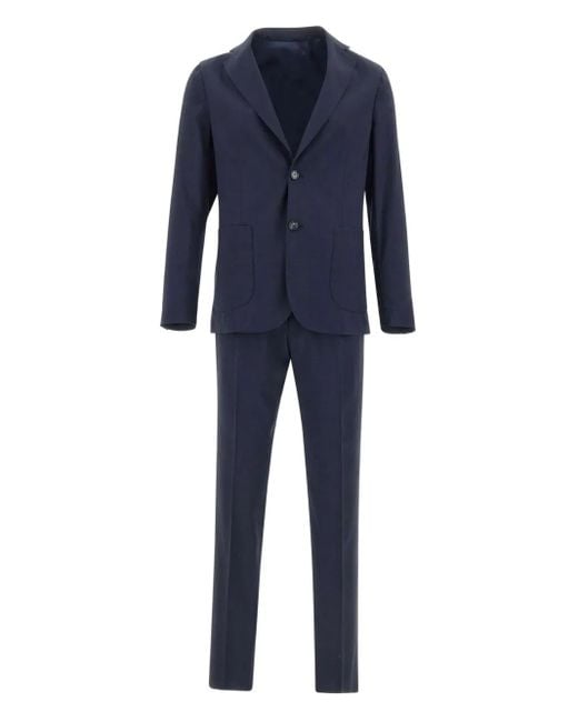 メンズ Barba Napoli ウール スーツ Blue