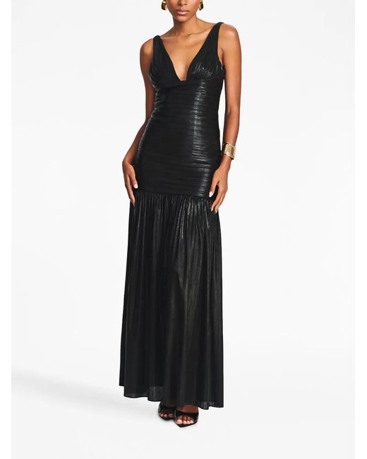 retroféte Black Elsa Draped-Design Dress