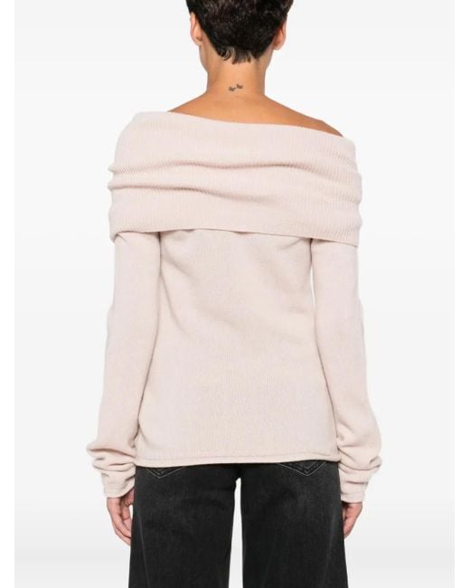 Roberto Collina Pink Off-Shoulder Sweater