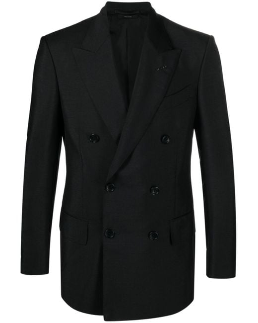 Tom Ford Black Double-breasted Mohair-wool Blazer for men