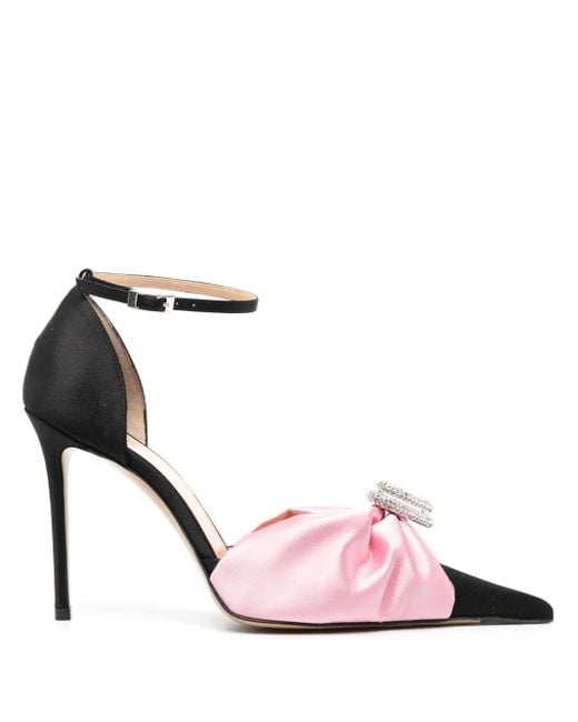Mach & Mach Pink Double Heart Silk Draped High Heels (110mm)