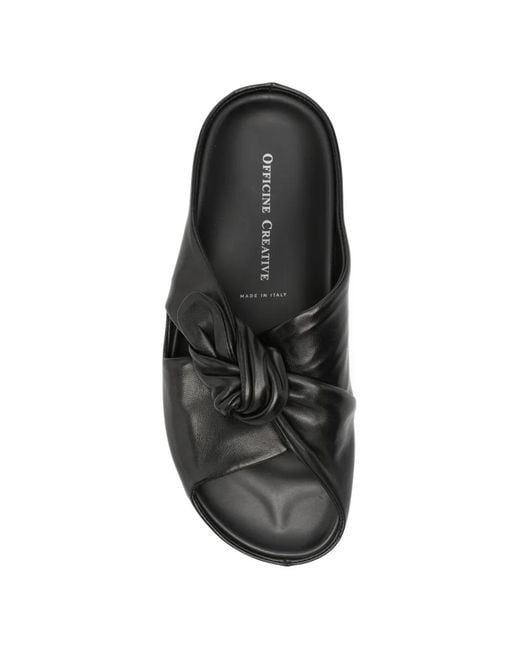 Officine Creative Black Pelagie Knotted Leather Mules
