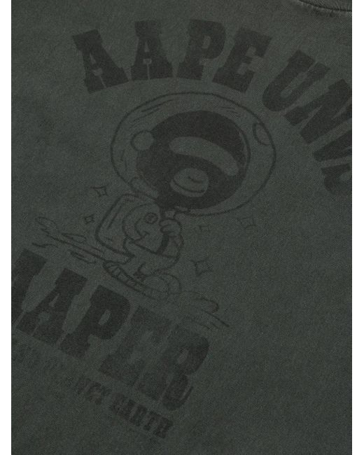 Aape By A Bathing Ape Gray Graphic-Print Cotton T-Shirt for men