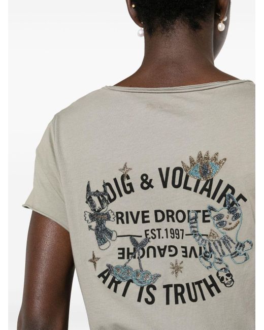 Zadig & Voltaire Gray T-Shirt mit Logo-Print