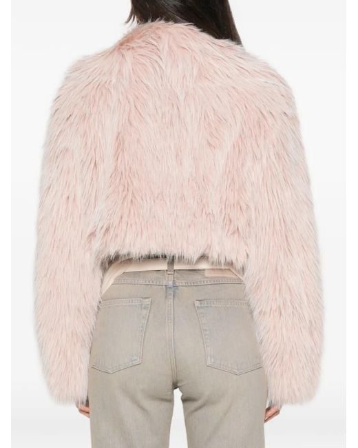 Patrizia Pepe Pink Cropped Fluffy Jacket