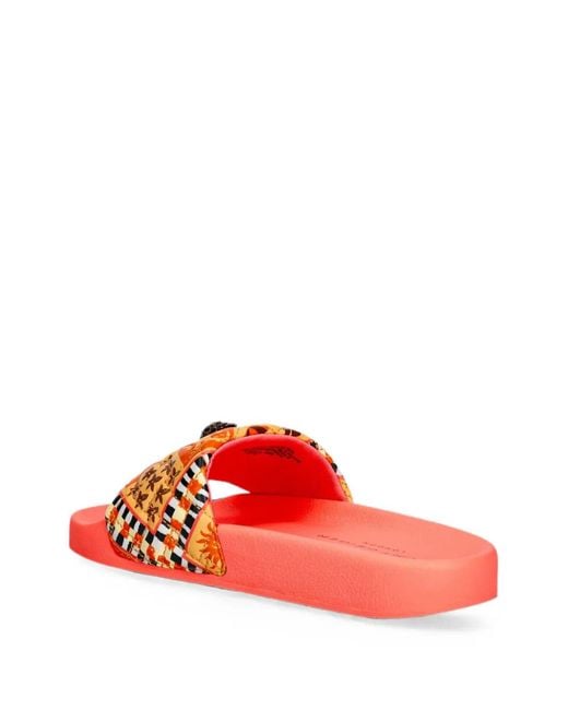 Kurt Geiger Red Quilted Eagle-Plaque Slides