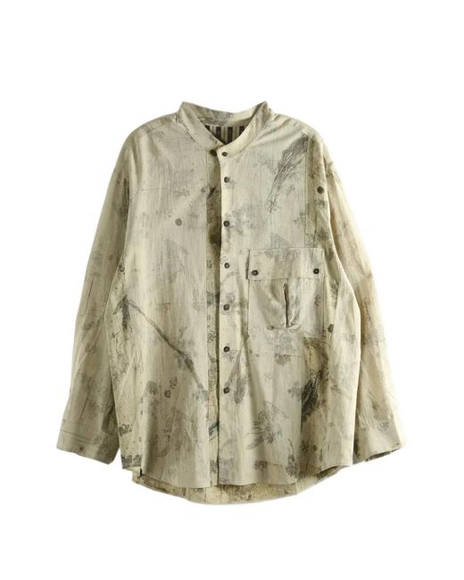 Ziggy Chen White Abstract-Print Cotton Shirt for men