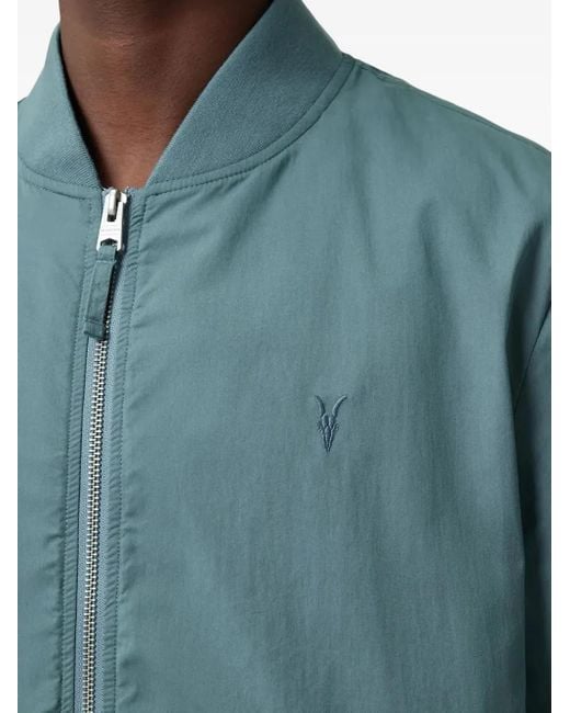 AllSaints Blue Logo-Embroidered Bomber Jacket for men