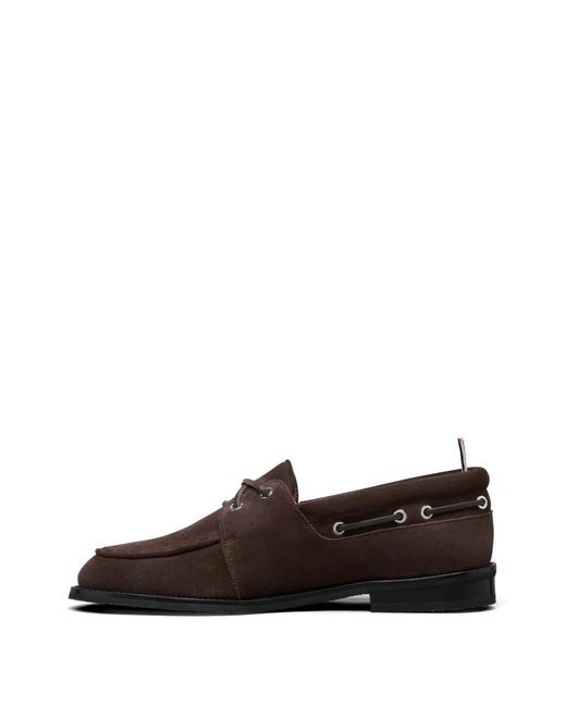 Thom Browne Brown Suede Lace-Up Boat Shoes for men