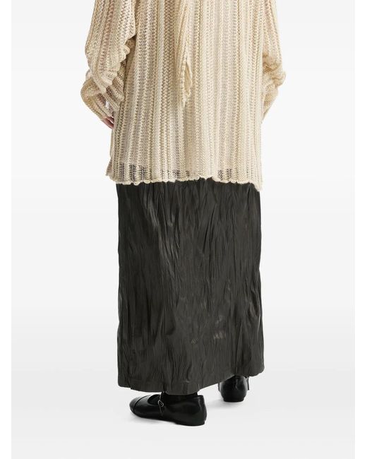 B+ AB Black Crinkled-Effect Midi Skirt