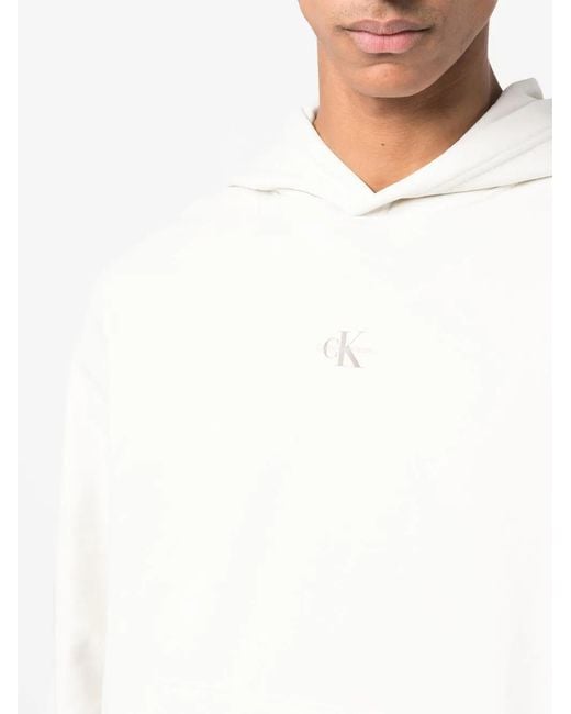 Calvin Klein White Logo-Print Hoodie for men