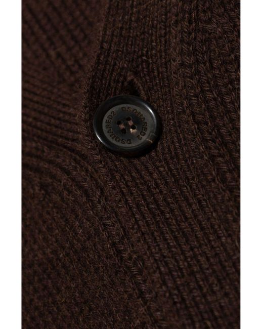 DSquared² Brown Alpaca Wool Cardigan for men