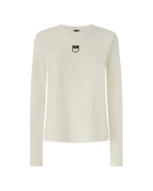 Pinko White Love Birds Logo-Print T-Shirt
