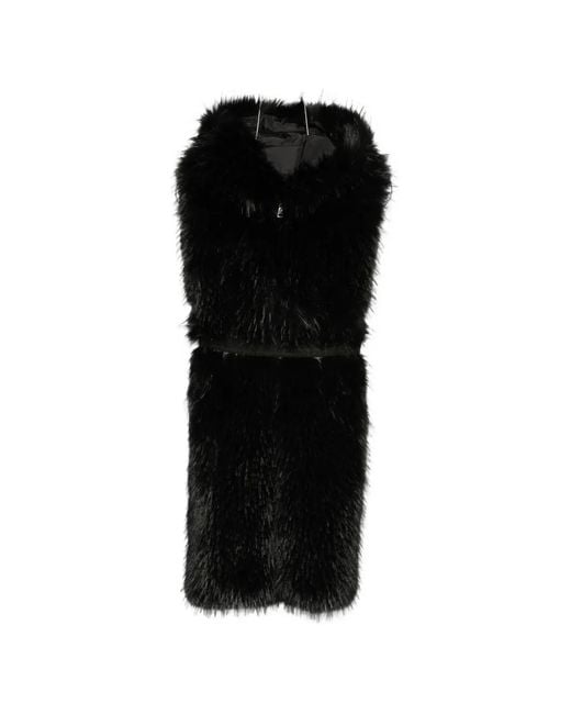 Moncler Black Faux-Fur Hooded Gilet