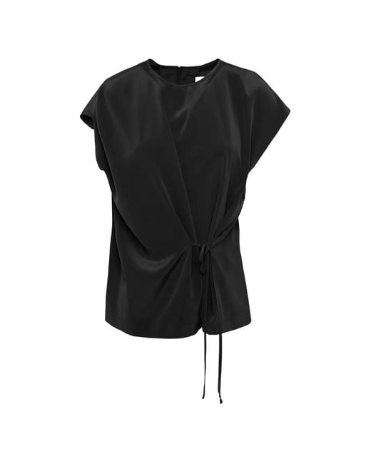 Yves Salomon Black Tie-Detail Top