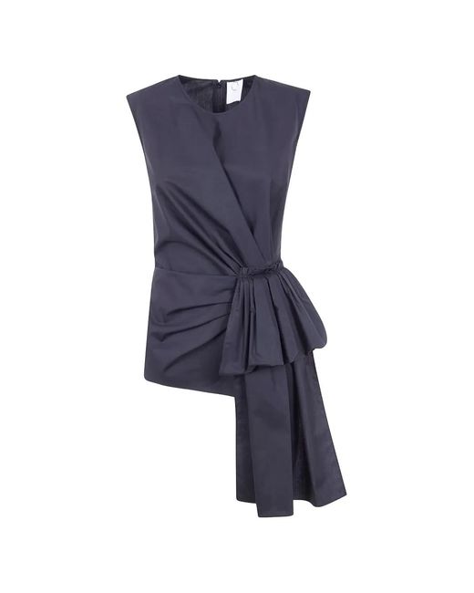 Mantu Blue Draped Knot-Detail Top