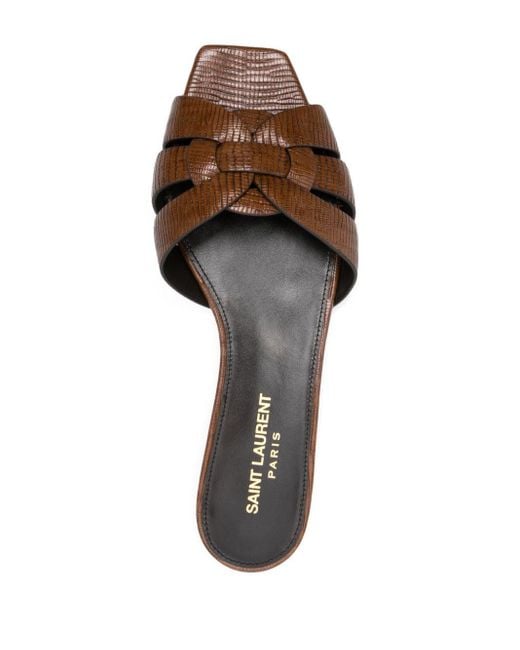 Saint Laurent Brown Almond tribute slide sandal