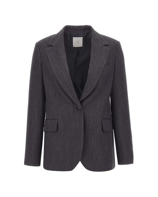 Eleventy Gray Single-Breasted Wool-Blend Blazer
