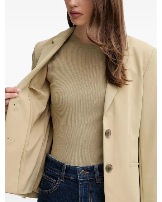 Sisley Natural Notched-Lapel Button Blazer