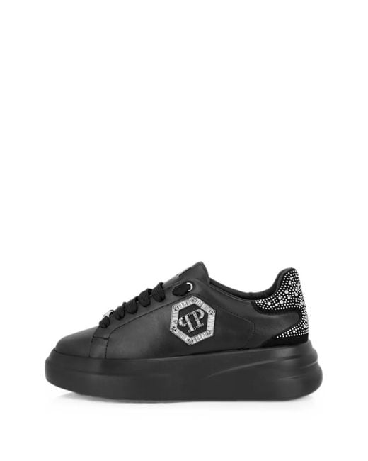 Philipp Plein Black Low-Top Sneakers Megastar Strass