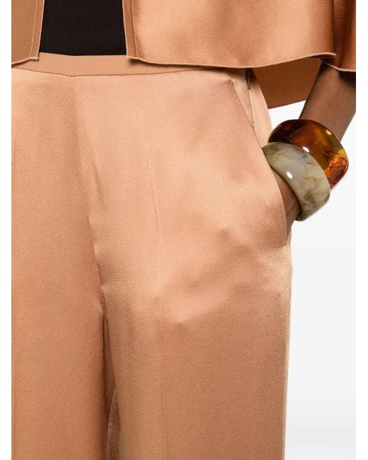 Forte_forte White Satin-Finish Wide-Leg Trousers