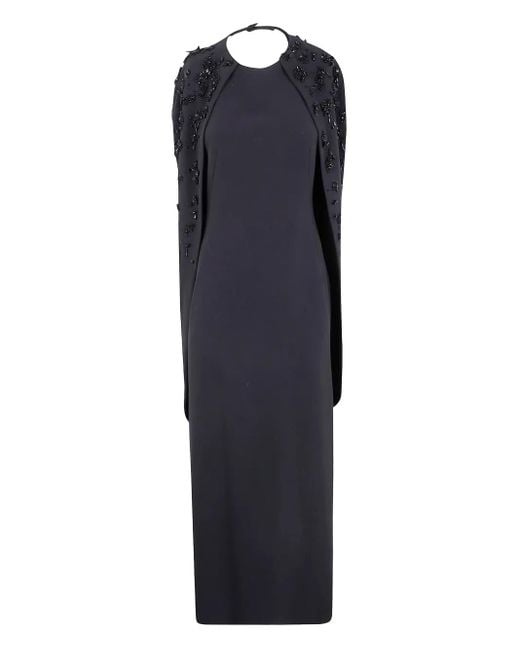 Alberta Ferretti Maxi-Jurk Met Geborduurde Kralen in het Blue