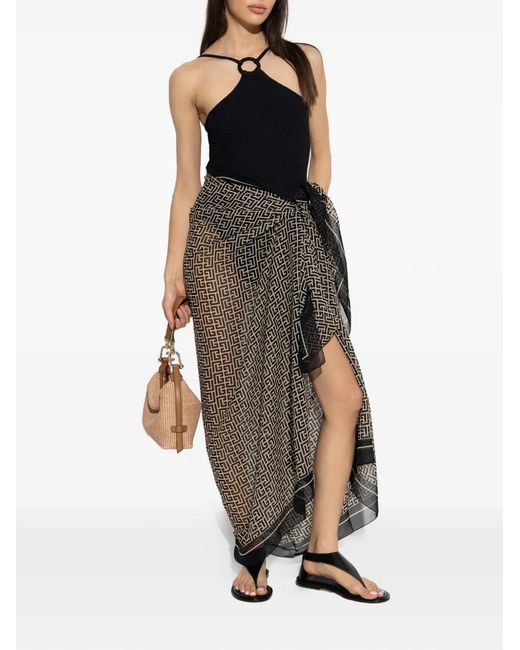 Balmain Black Paréo À Motifs