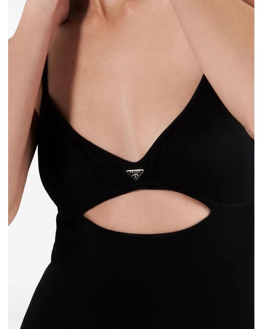Prada Black Interlock Fabric One-Piece Swimsuit