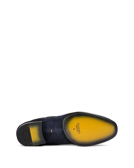 Doucal's Blue Braided-Lacing Suede Loafers for men