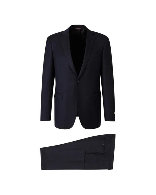 Canali Blue Single-Breasted Pinstripe-Pattern Wool Suit for men