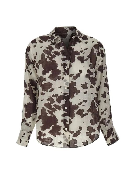 Mc2 Saint Barth Gray Cristal Cow-Print Shirt