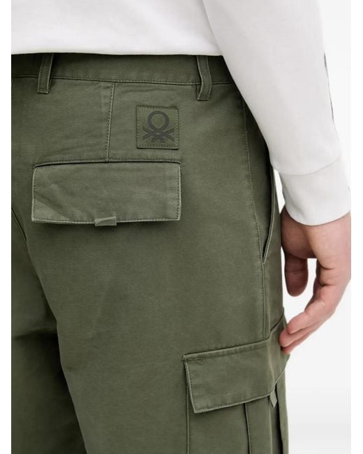 Benetton Green Logo-Patch Cargo Pants for men