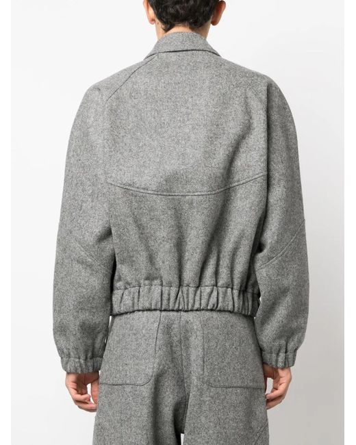 SAGE NATION Gray Ji Ji Panelled Zipped Bomber Jacket for men
