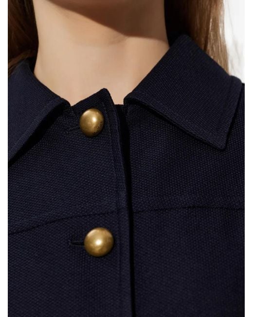 Max Mara Blue Short-Sleeve Button-Up Jacket