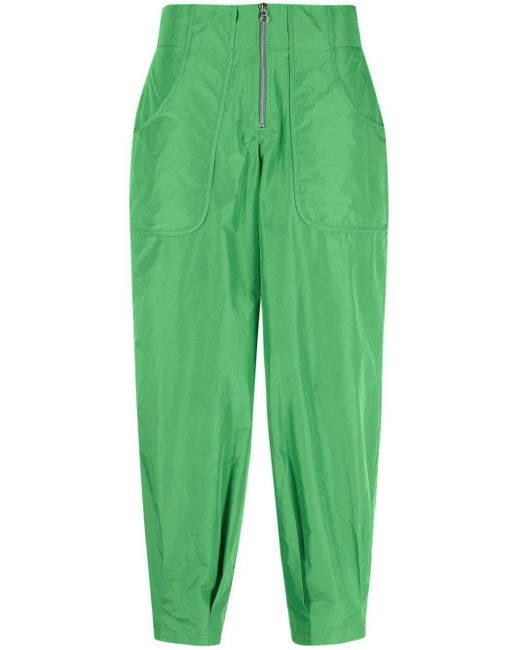 Siedres Green Large-pocket Tapered Trousers