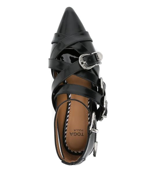 Toga Black Decorative-Buckle Ballet Flats