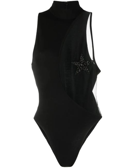 Kiko Kostadinov Black Star-Detail Cut-Out Bodysuit
