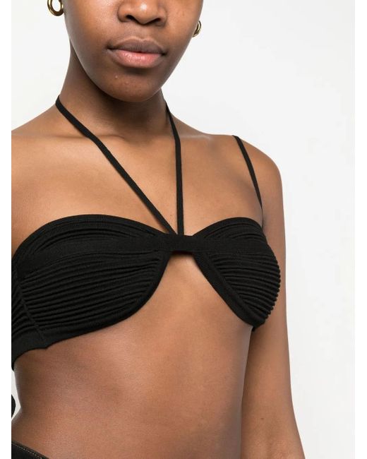 ANDREADAMO Black Ribbed-Detail Top