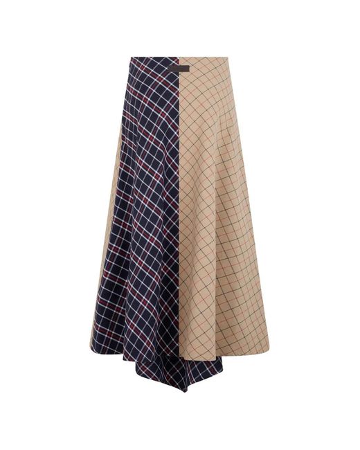 Barbour White Check-Pattern Asymmetric Skirt